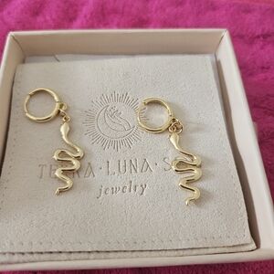 Terra Luna Snake Hoop Earrings - Gold